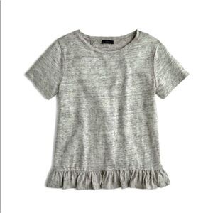 J. Crew ruffle back linen Tee in heather grey. Size M.